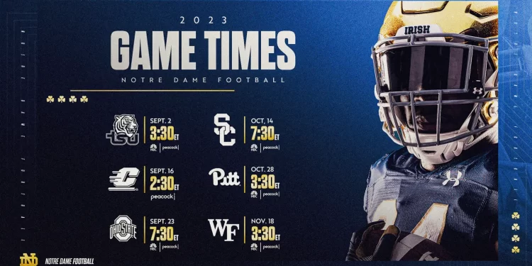 NBC Sports’ 2023 Notre Dame Football Schedule Headlined by Primetime Matchups vs. Ohio State and USC on NBC & Peacock
