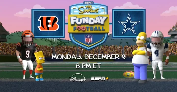 Ay, Caramba! “The Simpsons Funday Football” Streams Live December 9 on Disney+ and ESPN+, a Real-Time Animated “MNF” Game Featuring the Bengals and Cowboys in the Iconic Simpsons Cartoon World [VIDEO]
